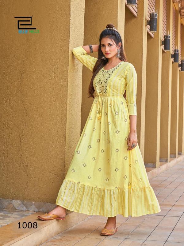 Blue Hills Sizzling Fancy Wear Long Cotton Anarkali Kurti Collection